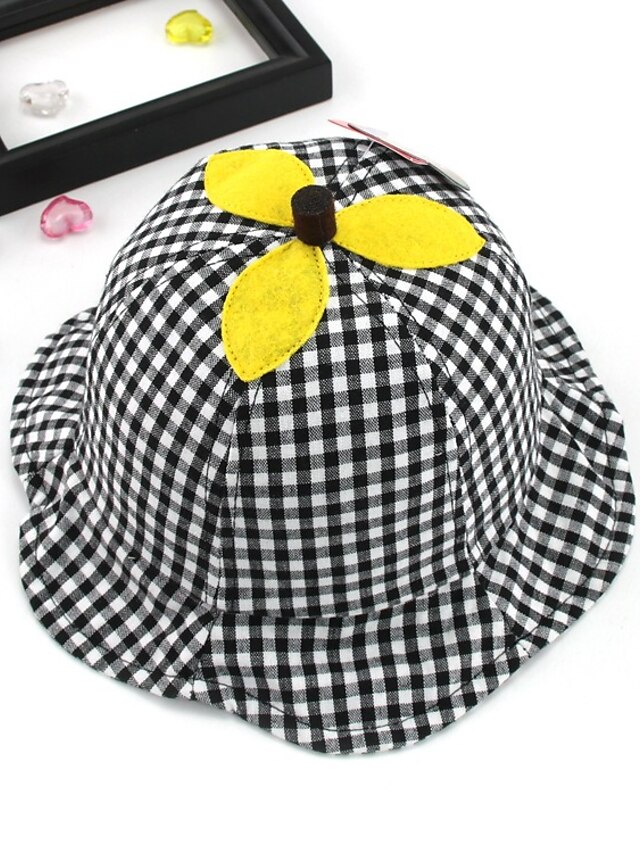  1pcs Toddler Unisex Active Black Check Cotton Hats & Caps Black / Blushing Pink One-Size