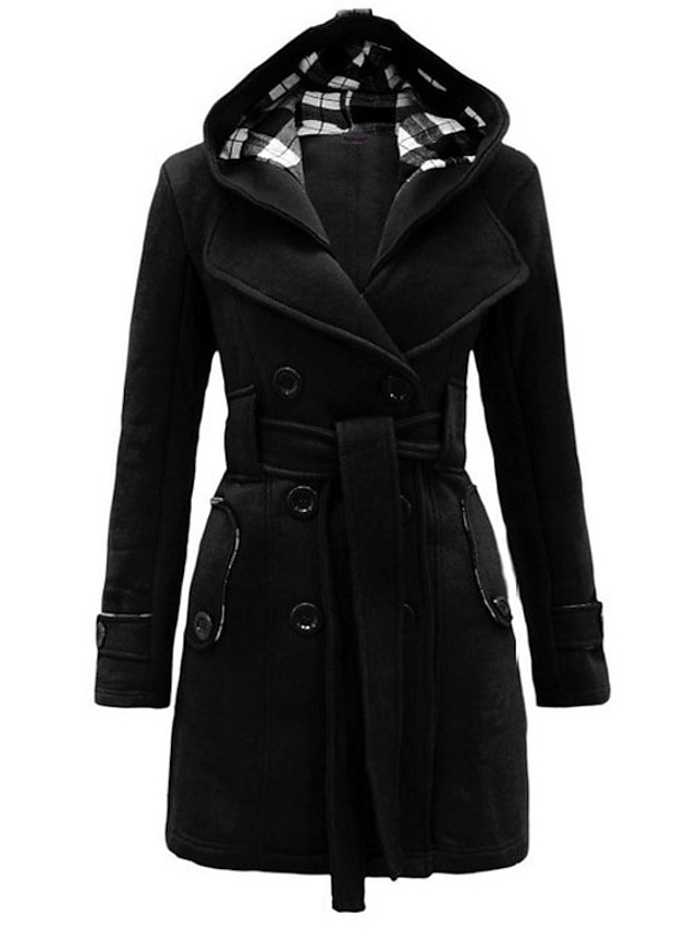 Women's Coat Plaid Basic Fall & Winter Long Coat Daily Long Sleeve Jacket Purple / Cotton