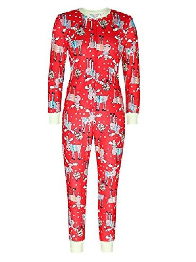  Women's Active Casual Streetwear Christmas Red cat Jumpsuit Slim
