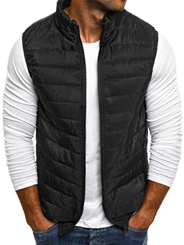  fanshonn men's puffer vest winter padded sleeveless lightweight down jacket warm coat for casual work travel outdoor black
