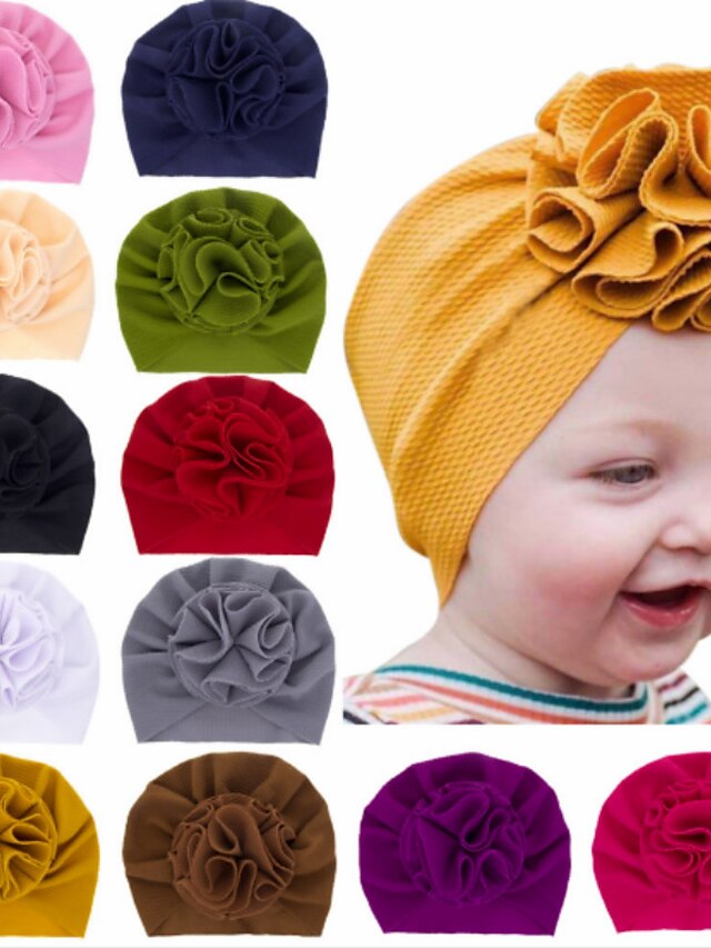  1pcs Toddler / Baby Girls' Basic Black / White / Red Floral / Solid Colored Pure Color Spandex / Cotton Hair Accessories Purple / Yellow / Blushing Pink One-Size / Bandanas