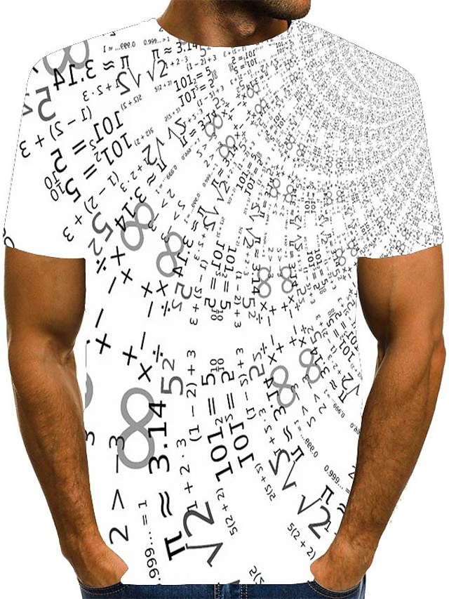  Herren T-Shirt Hemd Grafik 3D 3D-Druck Rundhalsausschnitt Täglich Ausgehen Kurzarm Bedruckt Oberteile Strassenmode Weiß