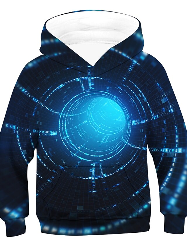  Boys 3D Optical Illusion Hoodie Long Sleeve 3D Print Spring Fall Winter Active Polyester Kids 3-12 Years Outdoor Daily