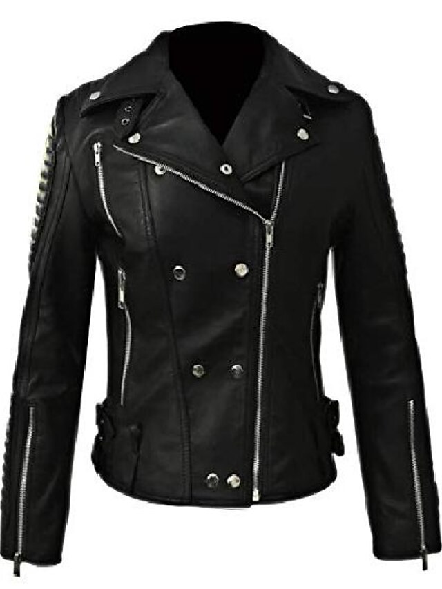  giacca di pelle nera da donna - giacca da moto da donna - giacche di pelle da donna (xx-large)