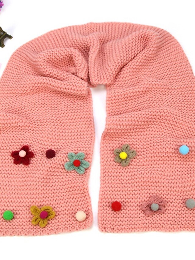  1pcs Kids Unisex Active Floral Knitting Scarves White / Black / Red One-Size