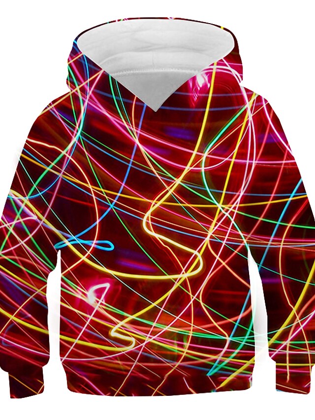  Børn Drenge Hættetrøje og sweatshirt Langærmet Grafisk 3D Trykt mønster Regnbue Børn Toppe Aktiv Nytår