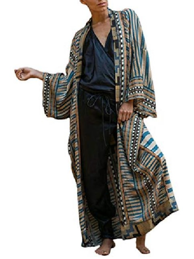  women geometric print swimsuit cover ups for swimwear long sleeve beach kimono cardigan