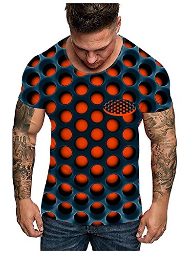  unisxe svimmelhed sjove tees top herremode 3d print o-hals kortærmet t shirt orange
