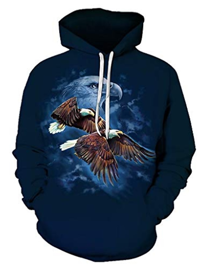  hoodies for men with designs american bald eagle 3d colorful funny tunic tops boys daily casual wear dark blue
