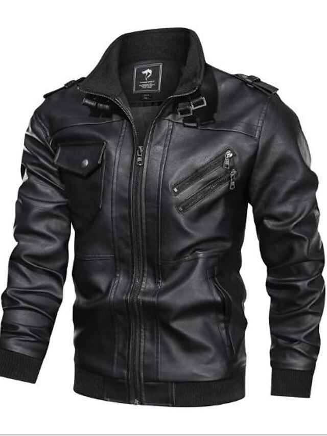  Men's Casual / Daily Going out Coat Tops Black