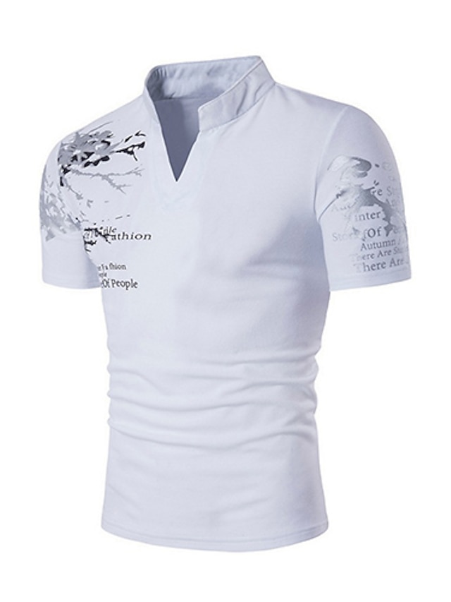  Herren T Shirt Hemd Ständer Graphic Einfarbig Weiß Schwarz Grau Rote Kurzarm Bedruckt Täglich Sport Schlank Oberteile Baumwolle Boho / Sommer / Sommer