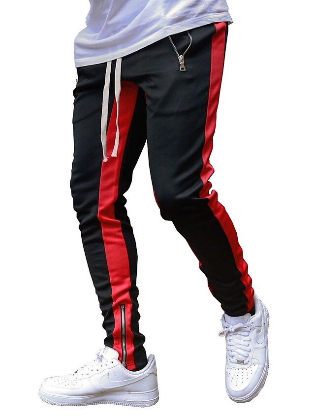  Pantalones deportivos deportivos para hombre Pantalones deportivos ajustados con cordón delgado y bolsillos con cremallera