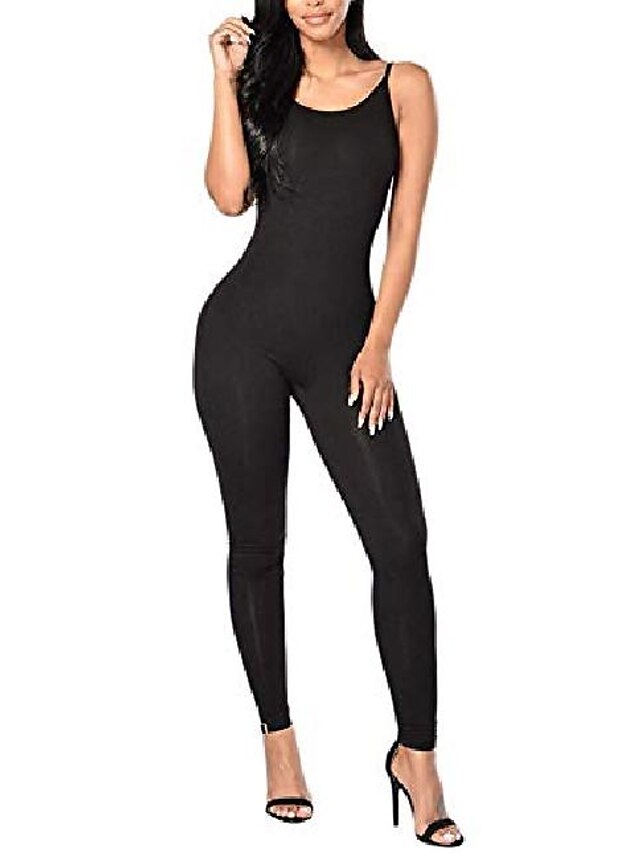  womens spaghetti strap bodysuits one piece jumpsuits rompers playsuit black