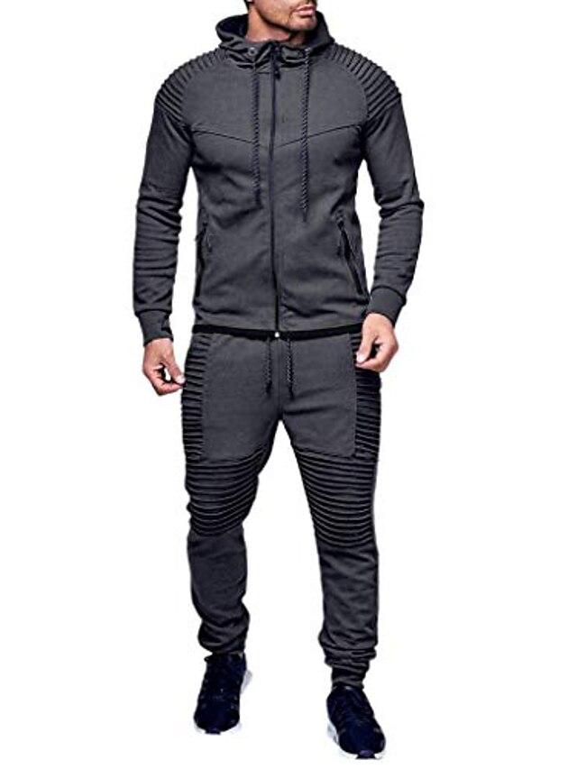  mens sweatsuits 2 piece hoodie tracksuit sets casual jogging suits zipper hoodies pants sets activewear dark gray