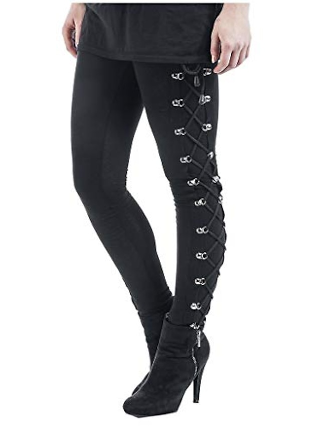  meikosks women's skinny trousers gothic black pans side lace up leggings lady fashion pants