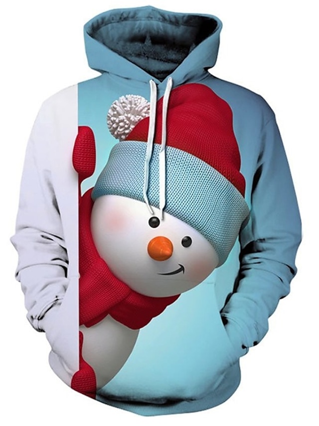  Men's Pullover Hoodie Sweatshirt Graphic 3D Ugly  Hooded  3D Print Casual  Hoodies Sweatshirts  Long Sleeve Loose Blue / Animal