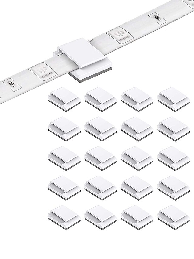  1 conjunto 50pcs 20pcs clipes de tira LED autoadesivos tira de luz LED clipes de suporte de montagem de suporte organizador de braçadeira de cabo para 10mm de largura ip65 à prova d'água 5050 3528