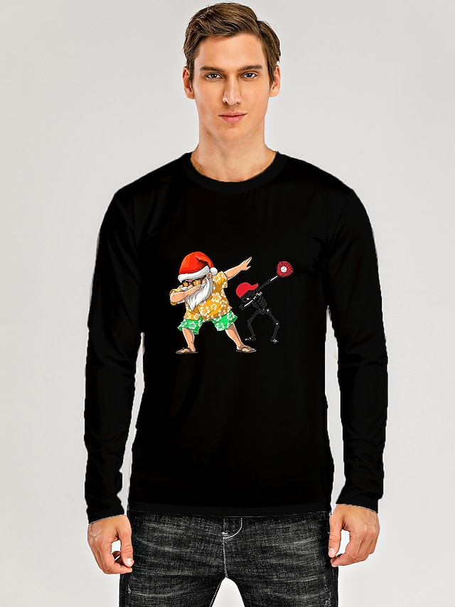  Camiseta de hombre con estampado 3d, camisetas de manga larga con estampado 3d, cuello redondo, negro