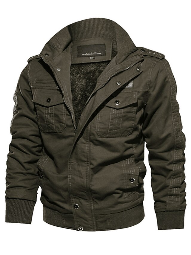  Men's Winter Jacket Winter Coat Casual Daily Fall Winter ArmyGreen Black khaki Jacket