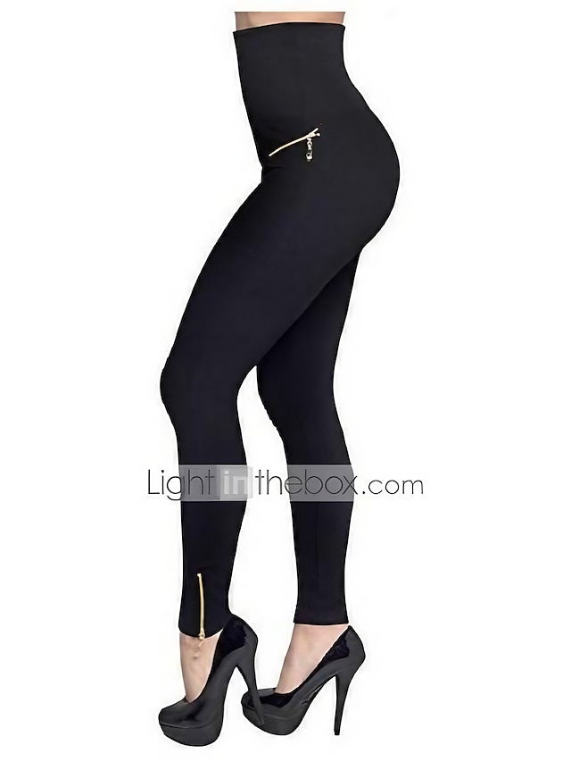  Women's Tights Leggings Solid Color Full Length Stretchy High Waist Chic & Modern Basic Daily Screen Color Front wave drill S M Spring &  Fall