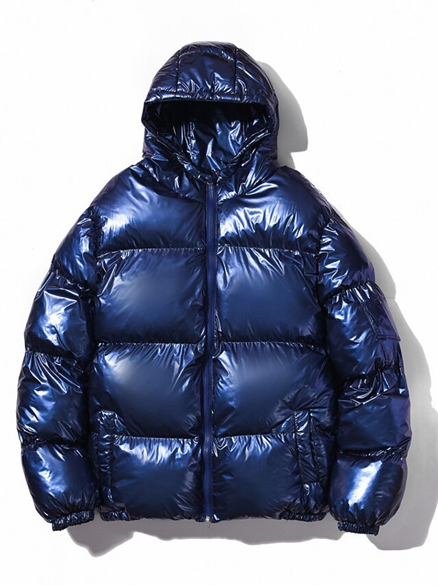 chaqueta acolchada con capucha metalizada para hombre pequeña a350 azul marino