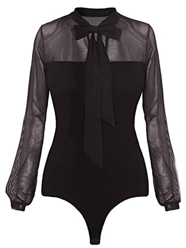  women transparent tops sexy basic bodycon long sleeve bodysuit jumpsuit