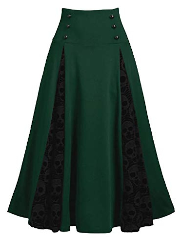  Falda larga Negro Morado Verde Trébol Faldas Verano S M L