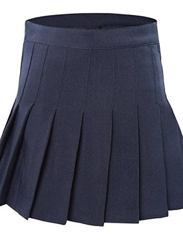  women high waist solid pleated plus size single tennis skirts white l