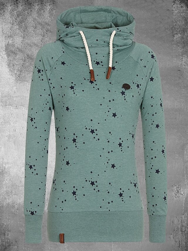  Women's Pullover Hoodie Sweatshirt Green Graphic Star Tie Dye Hooded Daily Going out Work Casual Clothing Apparel Hoodies Sweatshirts 