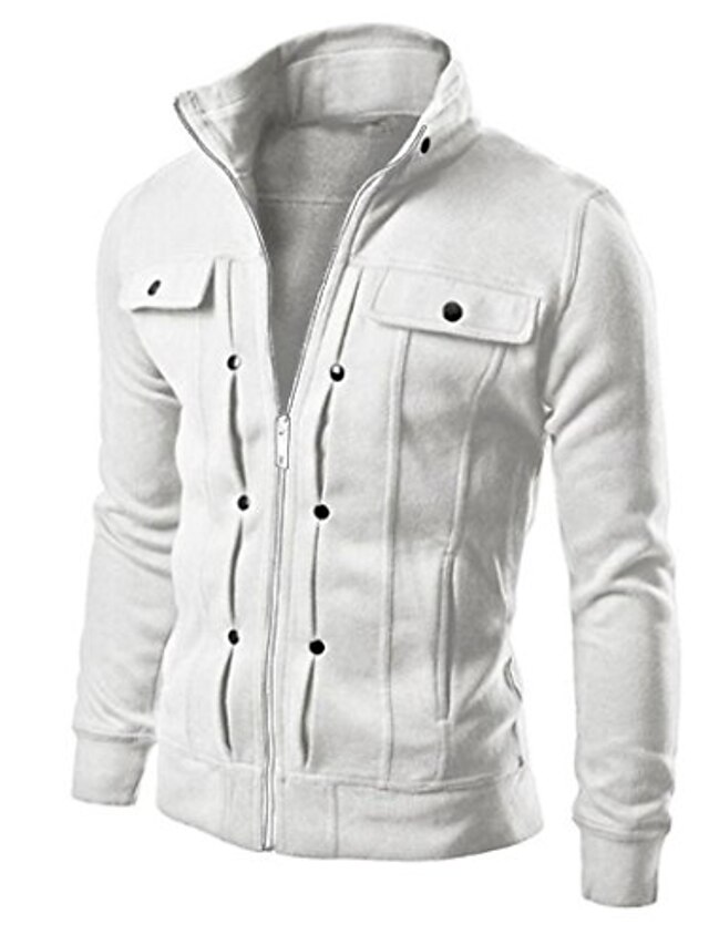  Men's Winter Jacket Winter Coat Fleece Jacket Daily Wear Autumn / Fall Black White Brown Light Grey Dark Gray Jacket