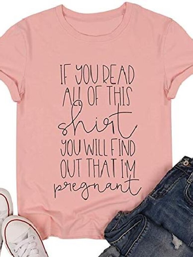  vous découvrirez que je suis enceinte chemise top femme mignonne drôle chemise imprimée graphique lettre tee taille xl (rose)