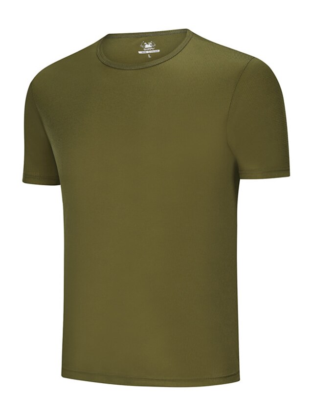  camiseta masculina básica manga curta, gola redonda de cor sólida - macio, mistura de algodão