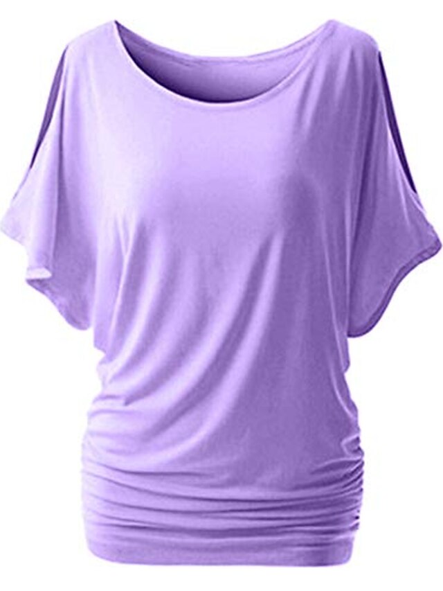  women's scoop neck solid half sleeve batwing dolman top loose blouses shirts plus size mauve