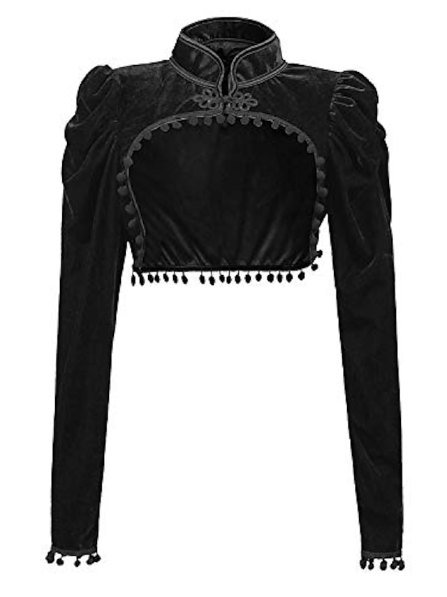  Accesorios steampunk para mujer chaqueta de terciopelo vintage retro steampunk de manga larga encogiéndose de hombros negro pequeño
