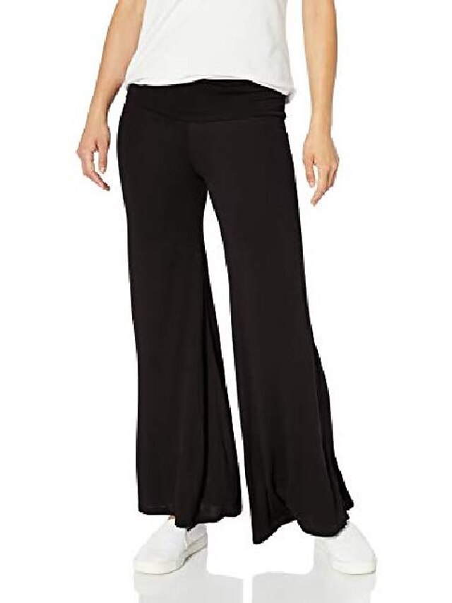  kvinners petite stretch ity strikket palasso bukse med bred ben, svart, pm