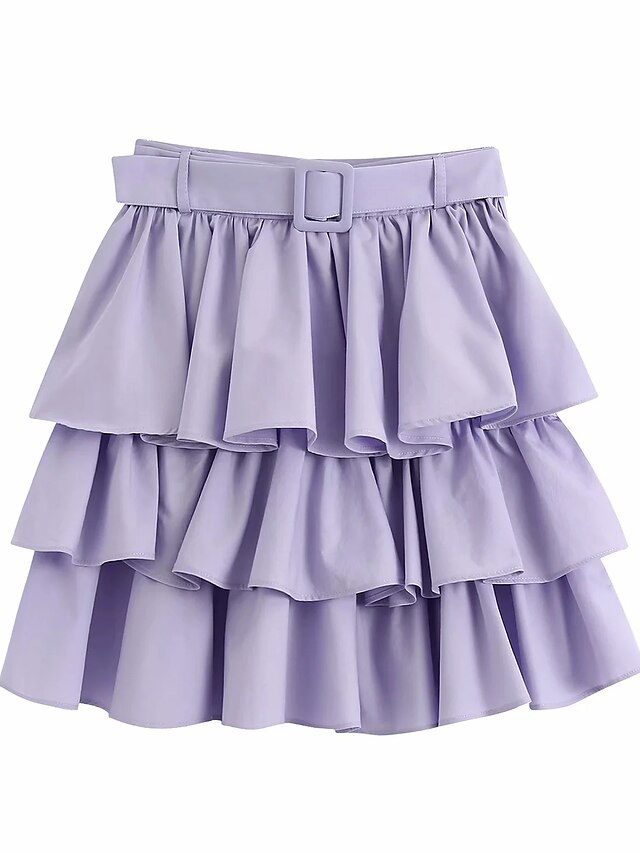  Women's Causal Daily Active Streetwear Skirts Solid Colored Layered Purple