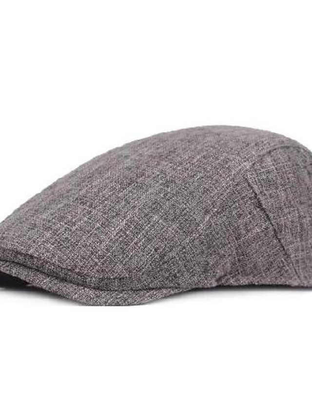 Men's Beret Hat Polyester Basic - Striped Fall Brown Gray
