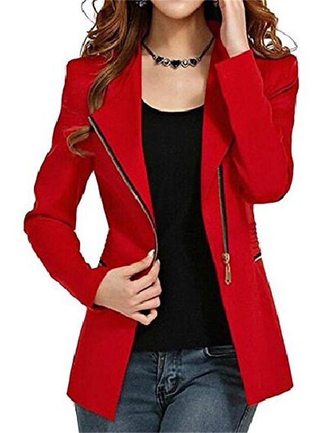  Women's Coat Pocket Solid Color Basic Long Sleeve Coat Street Fall Winter Regular Jacket A / Daily / Casual