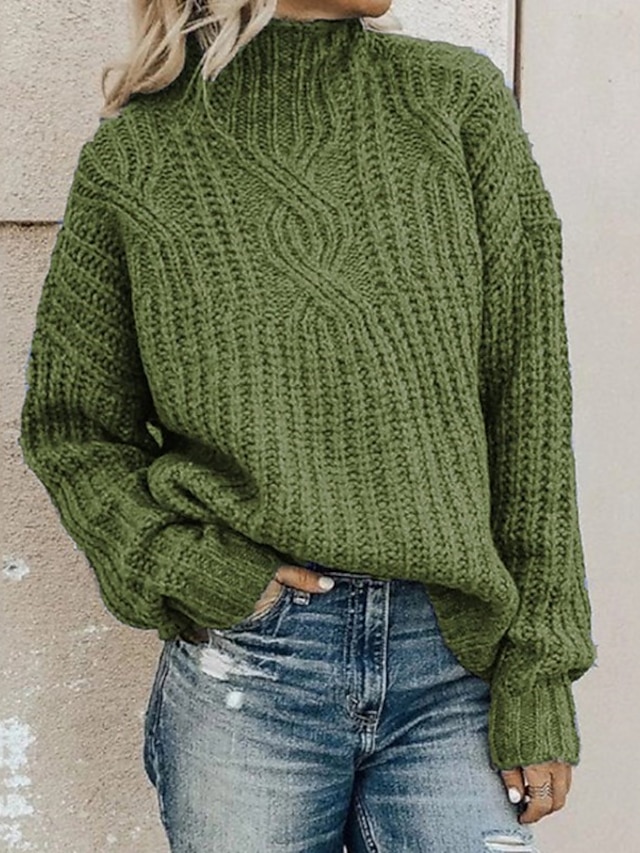  Stylish Vintage Solid Color Women's Sweater