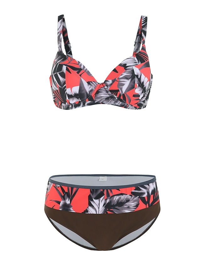  Women's Bikini Tankini Swimsuit Racerback Open Back Print Color Block Abstract Black Swimwear Padded Strap Bathing Suits New Rustic Sweet / 2 Piece / Tattoo / Padded Bras / Slim