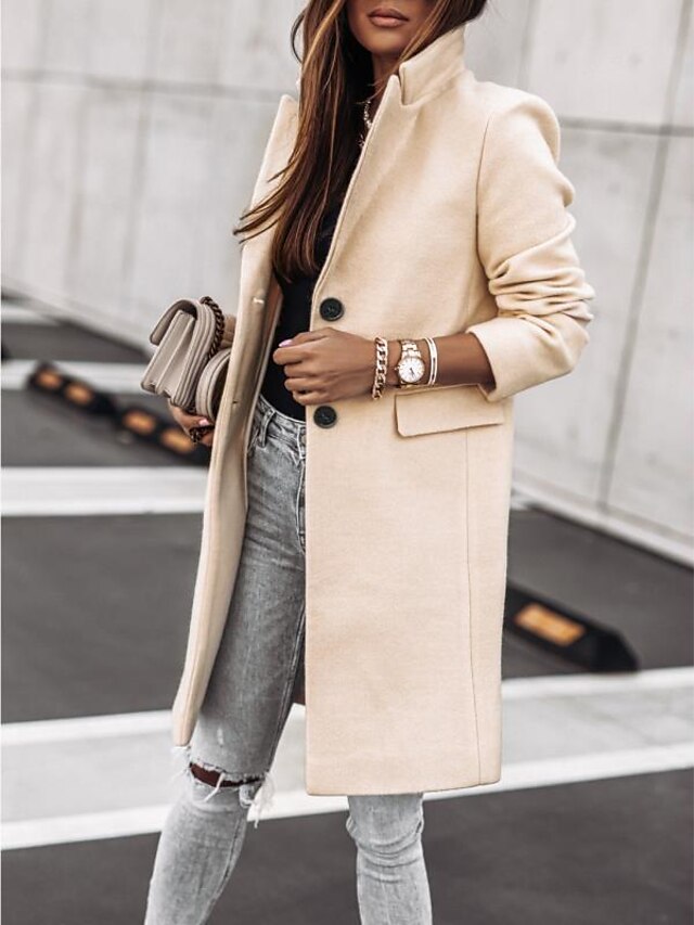  Women's Coat Basic Basic Elegant & Luxurious Modern Collars Daily Coat Cotton Black Grey Dark Coffee Winter V Neck Regular Fit S M L XL 2XL