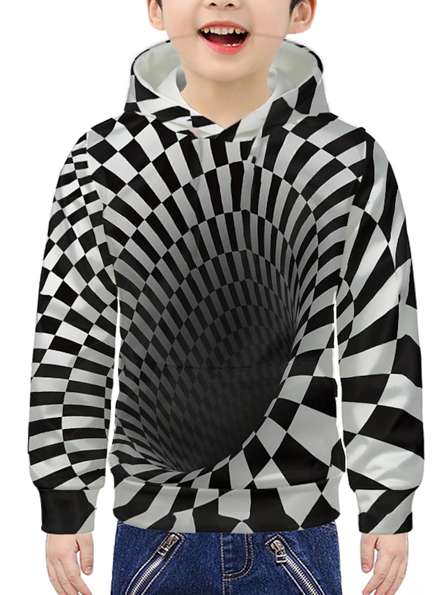 Kids Boys' Hoodie & Sweatshirt Long Sleeve Graphic 3D Print Black Children Tops Active New Year