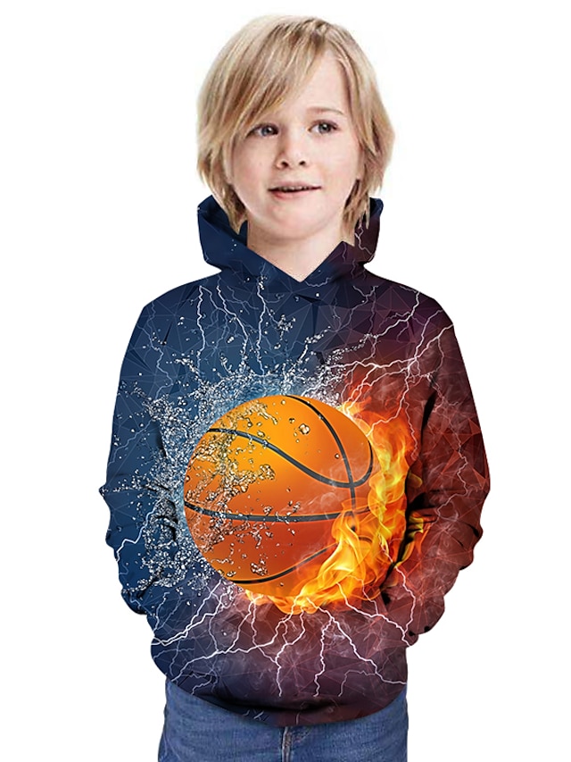  Kids Boys' Hoodie & Sweatshirt Long Sleeve Patchwork 3D Print Rainbow Children Tops Active Streetwear Children's Day