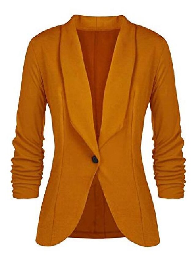  Women's Blazer Solid Color Basic Long Sleeve Coat Street Fall Spring Regular Jacket Wine / Daily