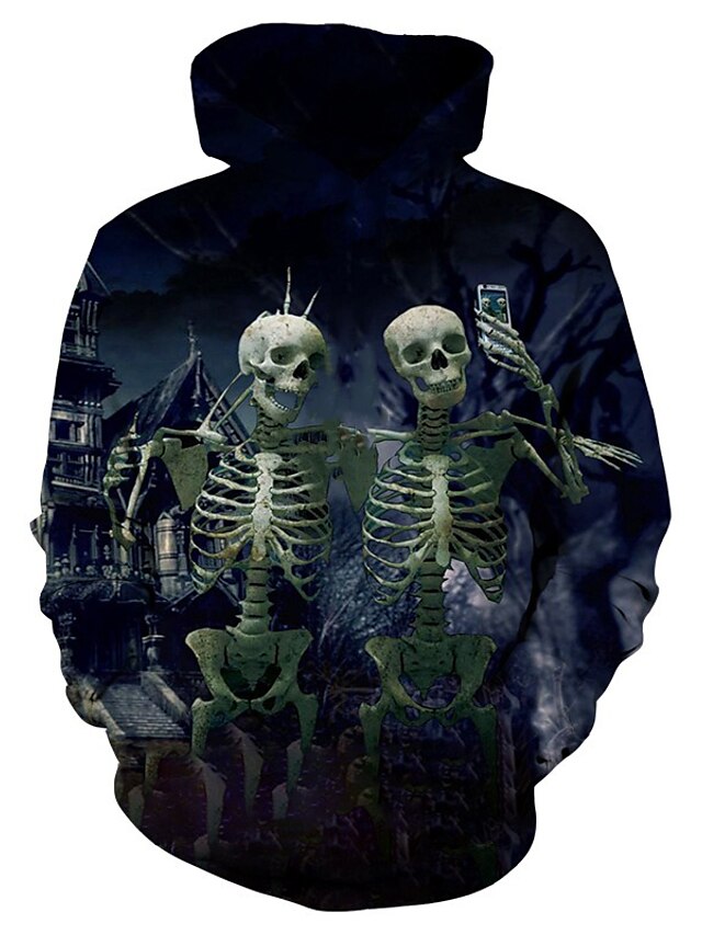  Kids Boys' Hoodie & Sweatshirt Long Sleeve Blue Halloween Geometric Print Children Halloween Tops Basic Dusty Blue