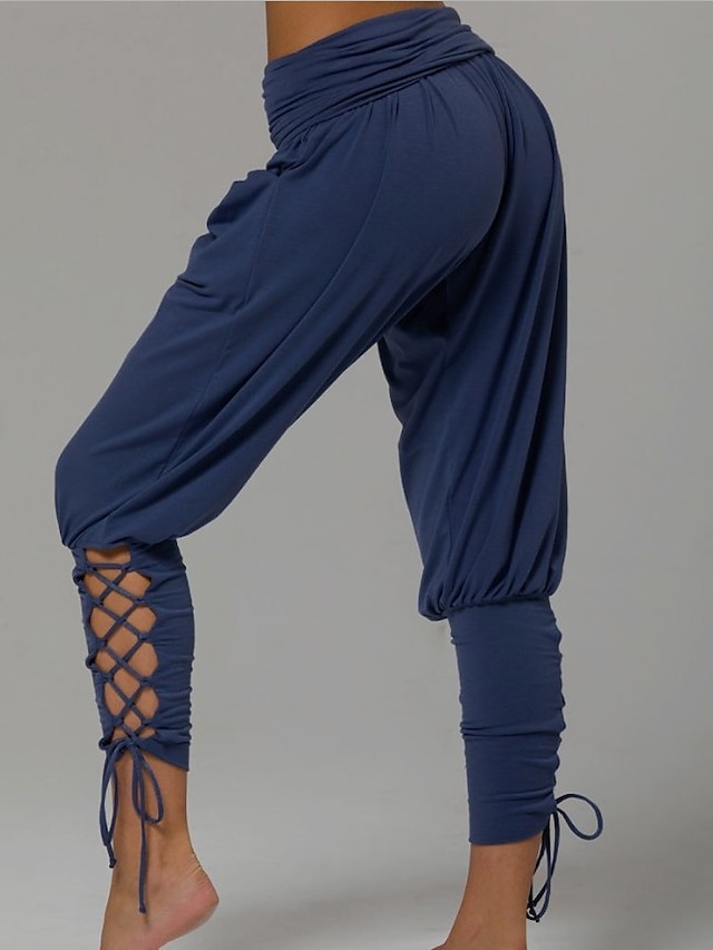  Femme Sarouel Pantalon Mélange de Coton Bleu Vert Véronèse Bleu de minuit Style classique Taille haute Poche Casual du quotidien Cheville Micro-élastique Plein Confort S M L XL XXL