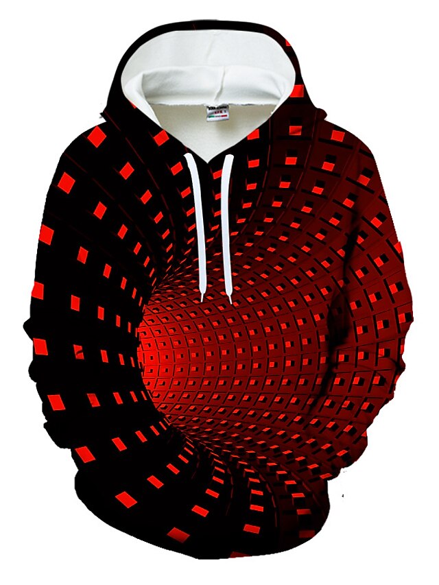  Men's Hoodie Pullover Hoodie Sweatshirt Black Yellow Red Blue Purple Hooded Geometric Optical Illusion 3D Print Plus Size Casual Clothing Apparel Hoodies Sweatshirts  Long Sleeve