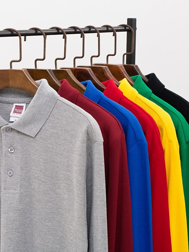  Herre Henley-skjorte Golftrøje Logo ikke-udskrivning Krave Knap ned krave Afslappet Arbejde Kortærmet Toppe Grøn / Navy Hvid Sort / Forår / Sommer