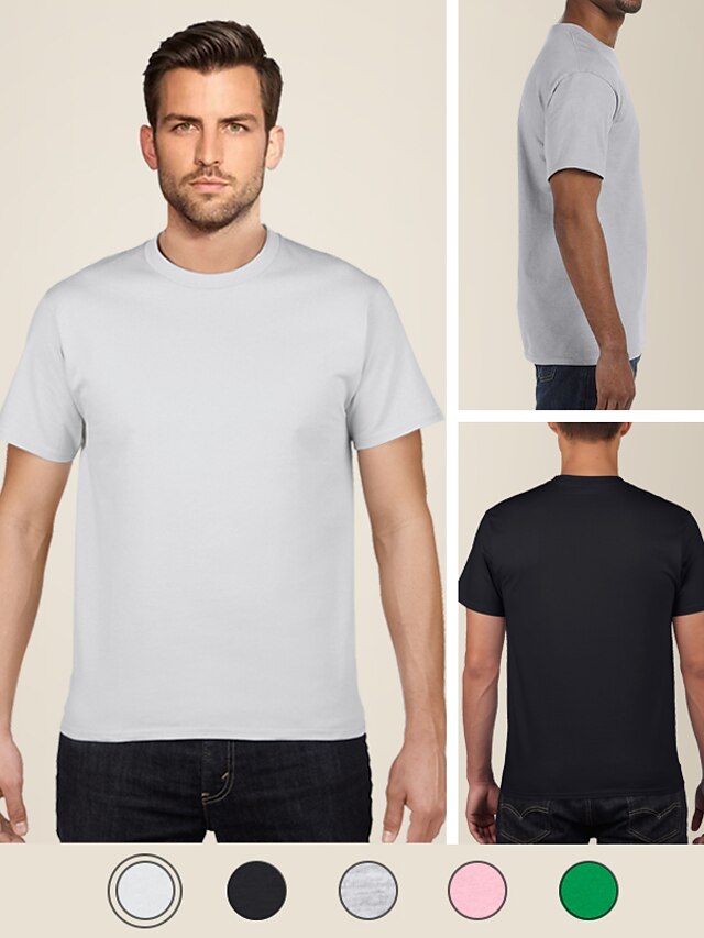  Men's T shirt Tee Plain non-printing Round Neck Daily Outdoor Short Sleeve Tops Simple Green White Black / All Seasons / select one size larger than usual