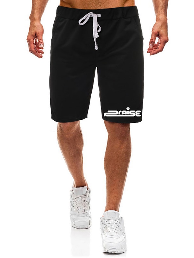  Men's Casual / Sporty Athleisure Pocket Elastic Drawstring Design Print Shorts Short Pants Micro-elastic Daily Gym Letter Mid Waist Black Light Grey S M L XL XXL / Summer